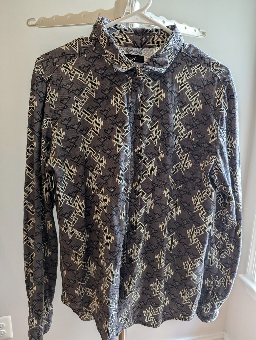 BDG Urban Outfitters Mens Large Aztec Southwestern Print Flannel Long Sleeve